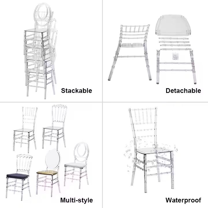 Wholesale hotel Transparent Polycarbonate Crystal Resin Plastic Event Acrylic Wedding Chiavari Chair1 